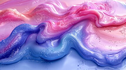 Poster - Abstract pastel pink, purple, and blue slime swirls.