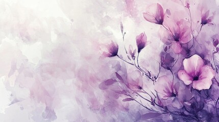 Poster - Gentle watercolor blooms emerge in a harmonious blend of lavender and violet tones, creating a tranquil ambiance perfect for artistic inspiration and serene reflection