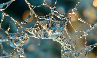 Broken glass showing intricate spiderweb pattern in detail