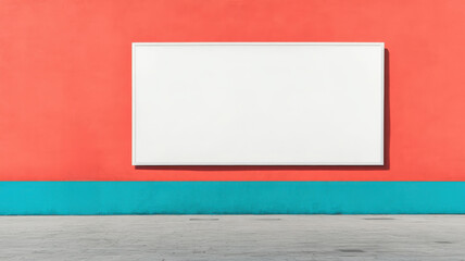 Wall Mural - prominent white advertising board mockup on colorful wall urban environment digital content showcase
