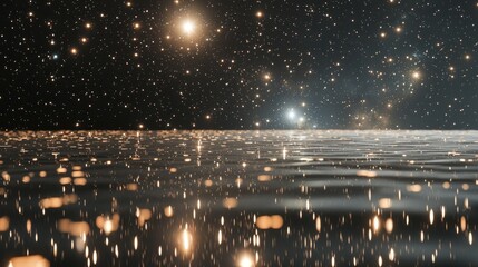Wall Mural - Celestial Waters: A Night Sky Reflected in a Tranquil Lake