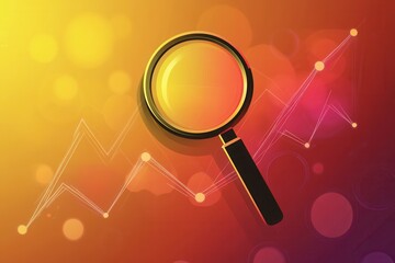 Leinwandbilder - Abstract Vector Illustration of a Magnifying Glass on a Colorful Background with Graphical Elements and Highlights, Ideal for Data Analysis and Research Concepts