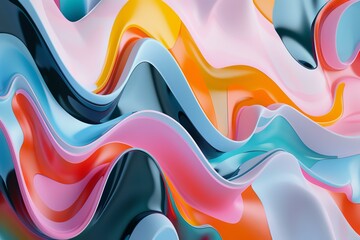 Aufkleber - Colorful abstract waves flowing seamlessly, creating a vibrant and dynamic visual