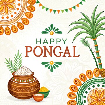 Happy Pongal Festival Text Typography