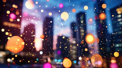 Poster - City Nightscape Vibrant Bokeh Lights Sparkling Cityscape