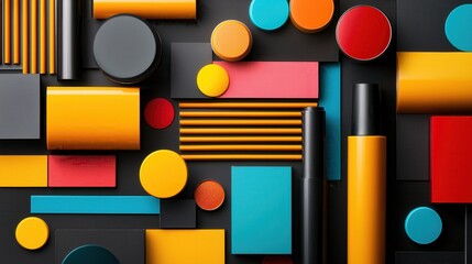 Aufkleber - Abstract Geometric Shapes Colorful Design Modern Art Background