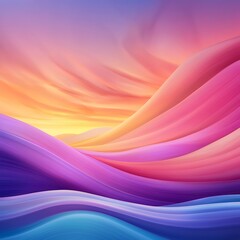 Poster - A breathtaking sunset casts vibrant colors across a digital landscape, featuring glowing light waves and dramatic clouds, perfect for technology and nature themes.