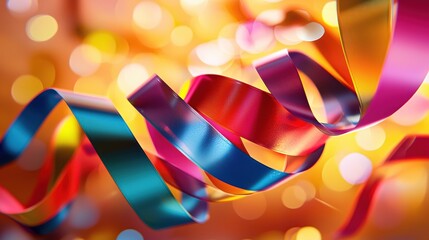 Poster - Vibrant Colorful Ribbons Twirling Festive Celebration Background
