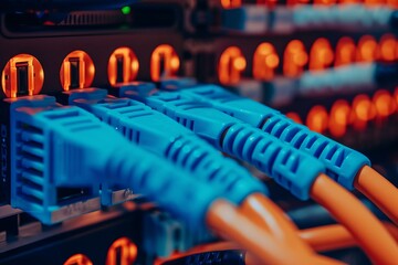 Poster - network cables connecting to network switches in data center