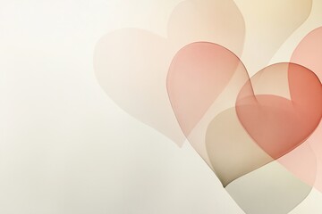 Poster - Abstract heart shapes in soft beige, blush pink, and light gray tones create a minimalist design that enhances calmness and allows for significant text overlay space