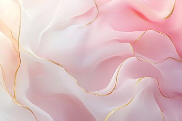 Poster - Soft blush pink and white acrylic layers with subtle gold accents flow gracefully over a light surface, providing a chic backdrop perfect for creative text overlays and artistic designs