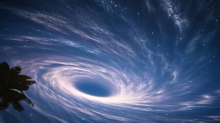 Wall Mural - cosmic whirlpool: a celestial dance of stars and clouds
