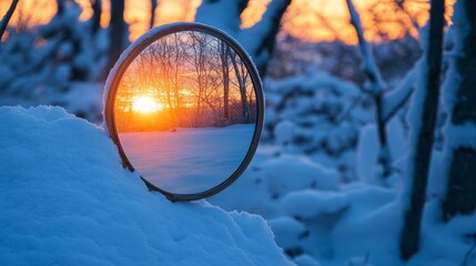 Poster - Winter Sunset Reflected in a Circular Mirror (1)