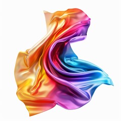 Aufkleber - Colorful silk cloth flowing and waving with rainbow gradient on white background