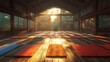 © Andi - Sunlit Wooden Dojo With Colorful Mats Ready For Practice