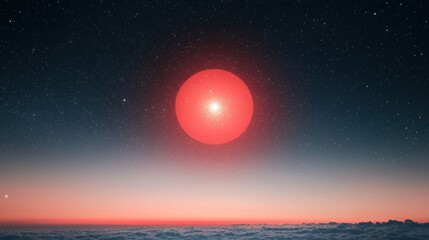 Wall Mural - Crimson Celestial Sphere over a Sea of Clouds