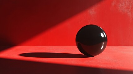 Wall Mural - Black Sphere on Red Surface, Dramatic Lighting