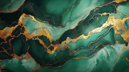 Poster - Elegant Green Marble with Gold Veins in a Luxurious Abstract Design for Modern Interiors and Artistic Spaces