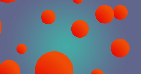 Poster - Image of vibrant orange balls floating on blue background