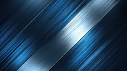 Fototapete - Abstract Blue and Silver Metallic Diagonal Stripes Background Texture