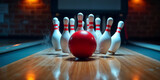 bowling ball hitting pins sport background 
