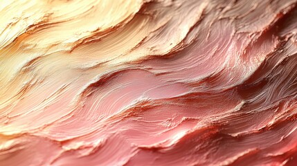 Poster - Modern Brushed Gold Illustration with Fluid Waves in Subtle Shades of Pink and Peach for Artistic Backgrounds and Design Projects