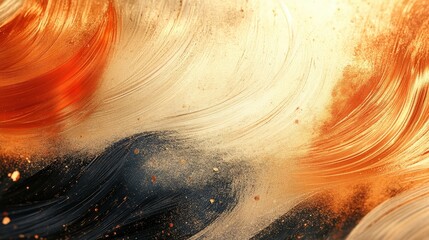 Poster - abstract modern gold brush stroke design with white and dark details for artistic and elegant backgr