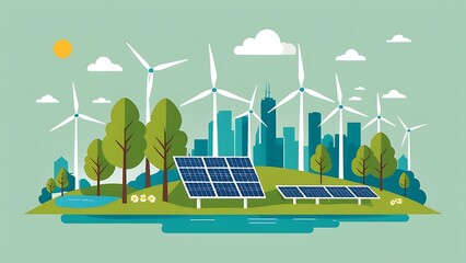 wind turbine and solar panels