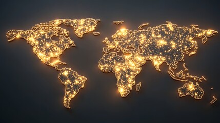 Illuminated World Map: A Glowing Constellation of Cities