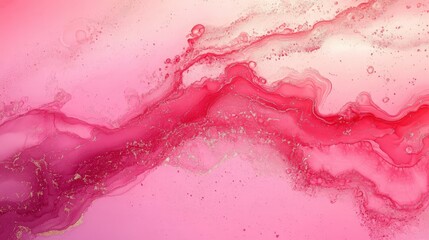 Poster - Elegant Abstract Marble Texture in Luxurious Shades of Pink and Red with Smooth Flowing Forms for Exquisite Design Projects