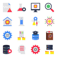 Canvas Print - Set of Data and Education Flat Icons