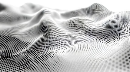 Dotted particles wave flow vector abstract technology and science background, big data flow, nanotechnology theme, beautiful abstraction design dots array cluster in wavy motion.