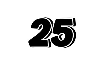 Poster - 25 Number sign symbol simple design on transparent background for design elements