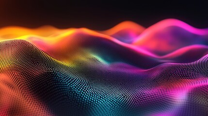 Fototapete - Abstract Colorful Particle Wave Landscape: A Vibrant Digital Art
