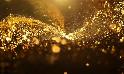 Wall Mural - 4k animation of sparkling, glittering particles with golden vibrant colors, perfect for festive, hol