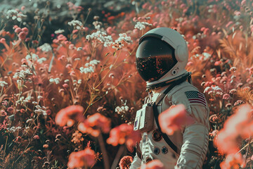 Wall Mural - ai generated picture of human life on another planet