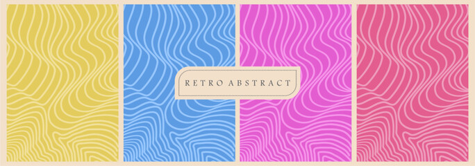 Poster - Texture Background: Curved lines, waves, abstract waves with classic retro colors. Flyer, wall decor, brochure, design
