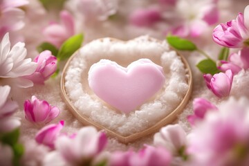 Wall Mural - A charming heart-shaped cookie rests in a bowl of sparkling sugar, embodying the sweetness of love and romance on Valentine's Day.