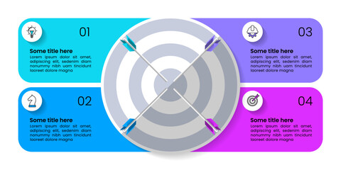 Aufkleber - Infographic template. Dartboard with 4 steps and icons