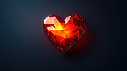 Fototapete - Glowing Low-Poly Heart on Dark Background