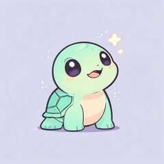 Wall Mural - Adorable Baby Turtle Illustration: A Delightful Digital Drawing of a Cute, Cartoon Turtle