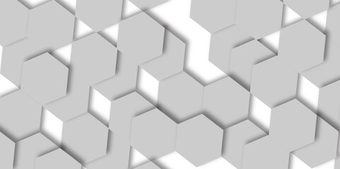 Wall Mural - Abstract 3d  white and grey hexagon pattern texture honeycomb Geometric concept movement illustration rendering graphic design use for banner, wallpaper, vector illustration.