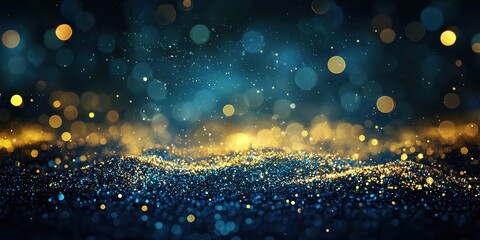 Wall Mural - A dreamy blend of blue hues and gold accents forms a captivating visual display.