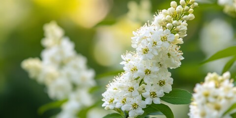 Poster - A delicate small white flower that flourishes in spring, showcasing the beauty of Thunberg spirea. This charming small white flower adds charm to any garden in springtime.