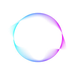 Poster - Glowing light neon ring isolated on transparent background. Abstract round wavy frame of pink and blue colors with neon effect. Modern futuristic geometric design vector illustration.