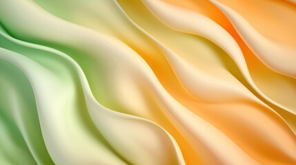 Poster - Vibrant Gradient of Orange and Green with Soft Waves for Background or Design
