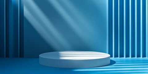 Aufkleber - Blue background designed for product presentation featuring shadows and light effects. Ideal for showcasing products, this blue background creates an empty podium for captivating mockups.