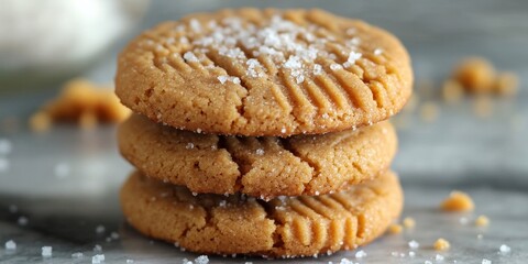 Aufkleber - Delicious peanut butter cookies topped with a sprinkle of sea salt offer a perfect blend of flavor. These peanut butter cookies with sea salt are ideal for any dessert lover.