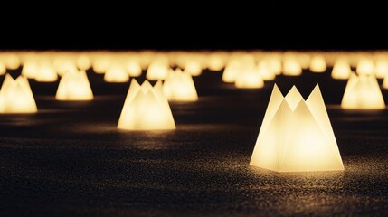 Poster - Abstract Polygonal Glowing Shapes in Dark Space with Ethereal Light Effects