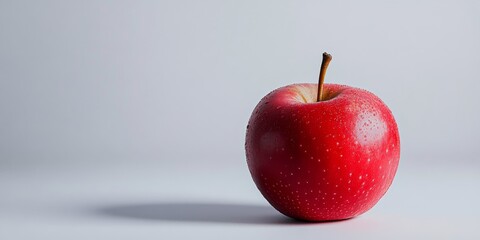 Poster - Isolated red apple on a clean white background, showcasing the vivid color and natural shine of the red apple, perfect for illustrating freshness and health. A stunning red apple captured beautifully.